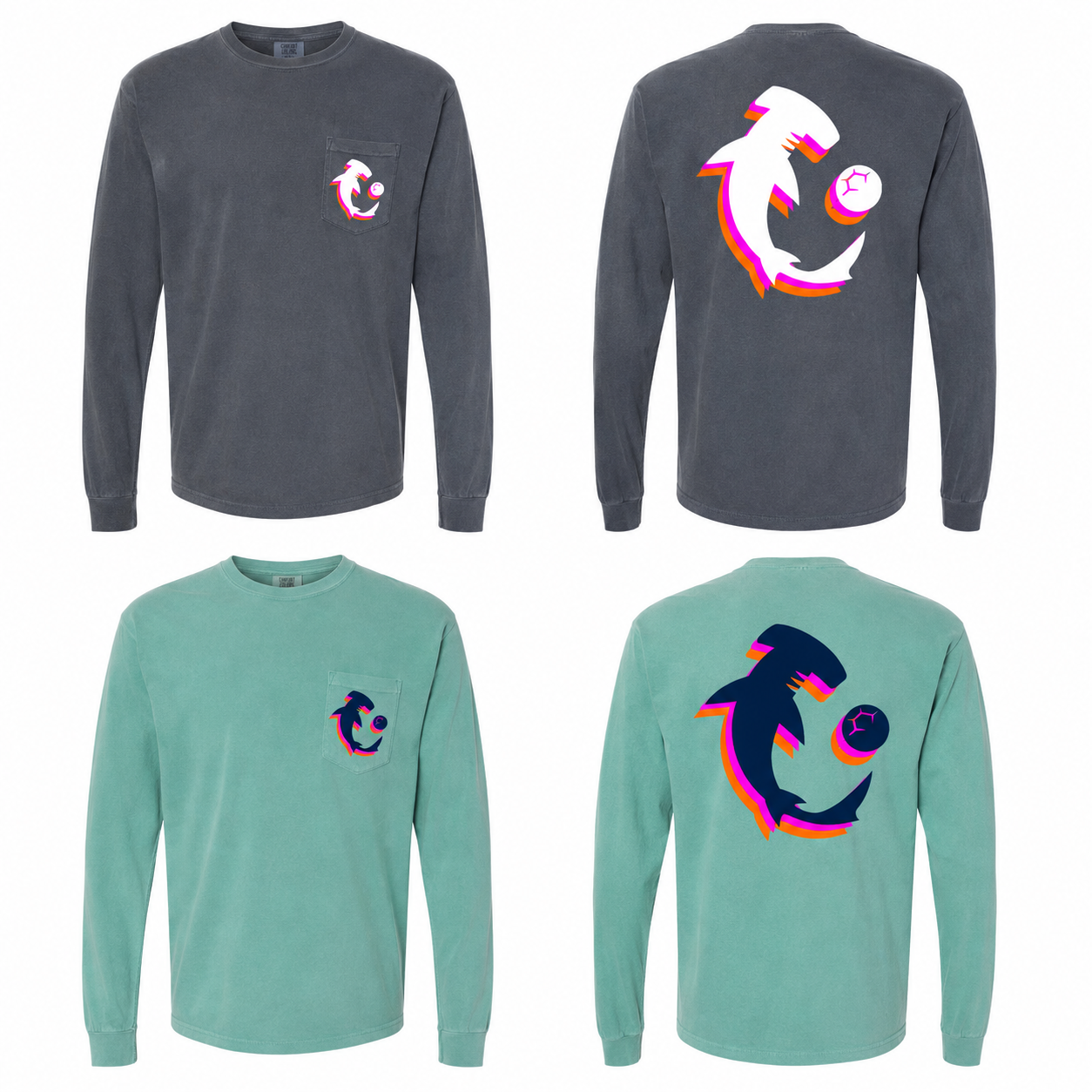 Hammerheads Soccer Club 3D Shark Comfort Colors Pocket Tee